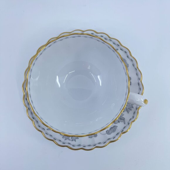 •spode colonel gray bone china cups and saucers set of 3 floral garland gold tri - Picture 4 of 9